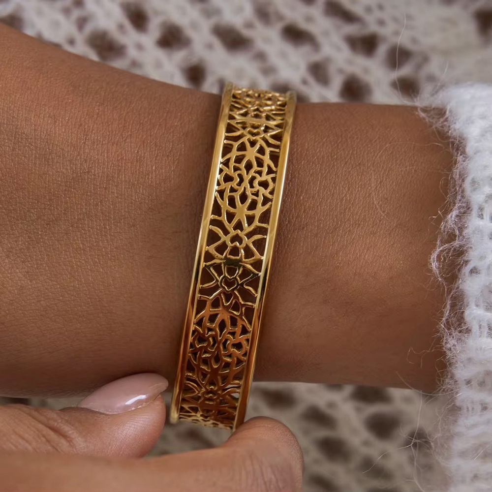 18K Gold Plated Adjustable Bangle